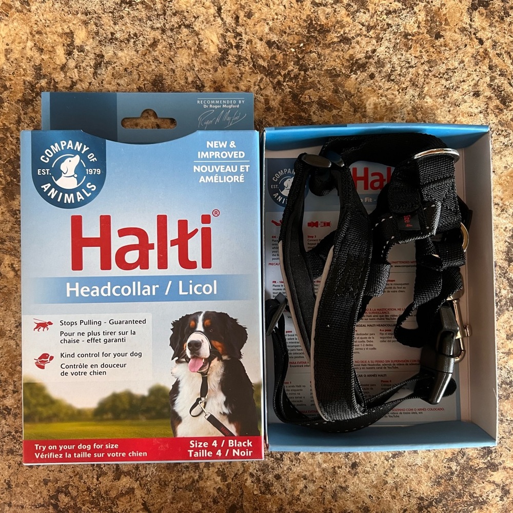 Halti Black Headcollar / Dog Head Collar Black Size 4